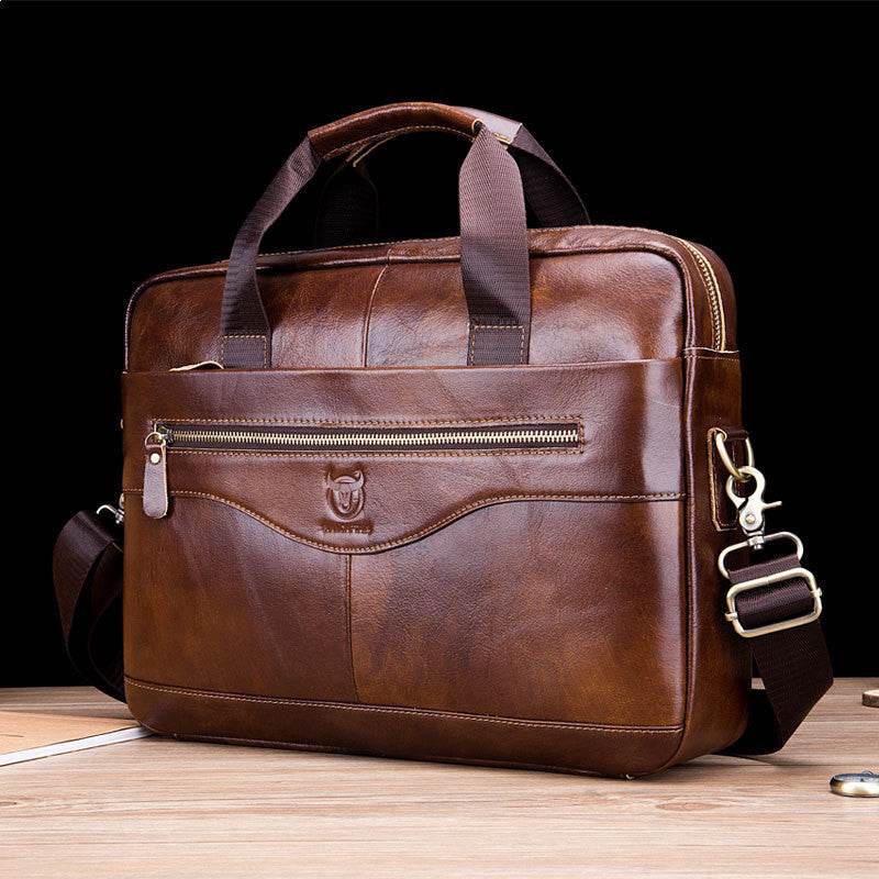 First layer cowhide multifunctional briefcase - Mubimart