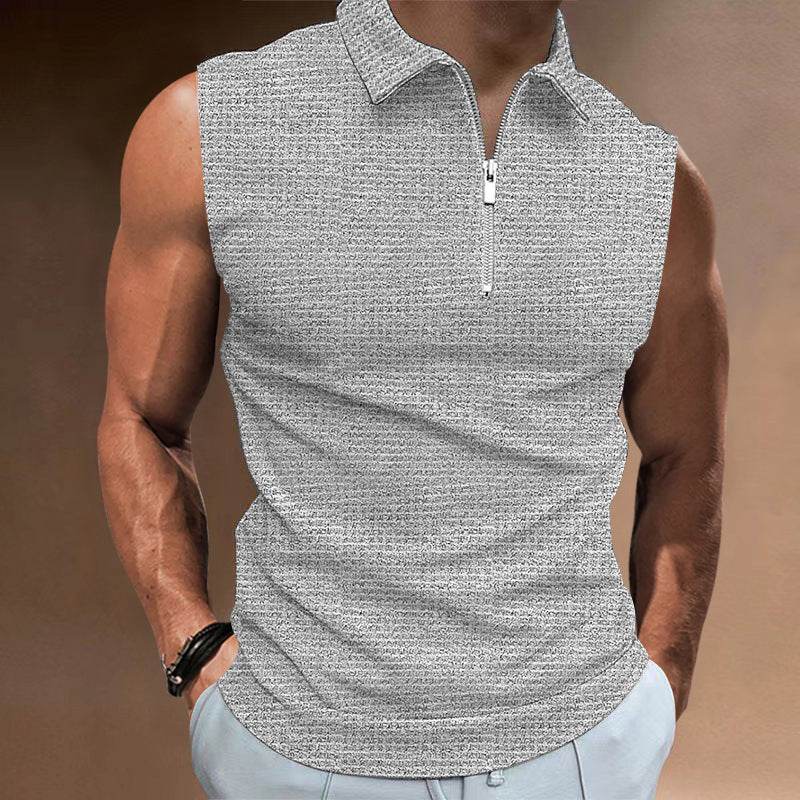 Men's Fashion Casual Solid Color Lapel Undershirt - Mubimart