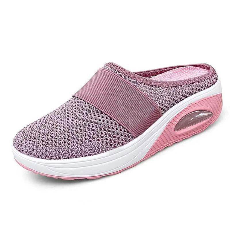 New Women's Slipper Head Large Size Thick Sole Sandals Platform Breathable Mesh Flat Shoes Women Flip Flops - Mubimart