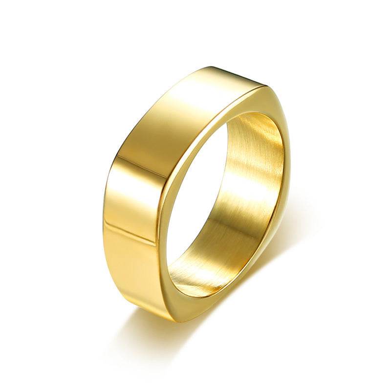 Square Stainless Steel Titanium Steel Ring For Men - Mubimart