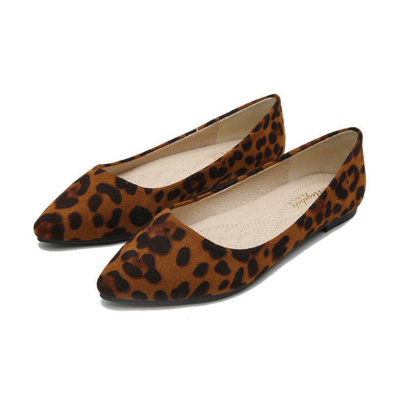 Leopard-print pointed toe flats - Mubimart