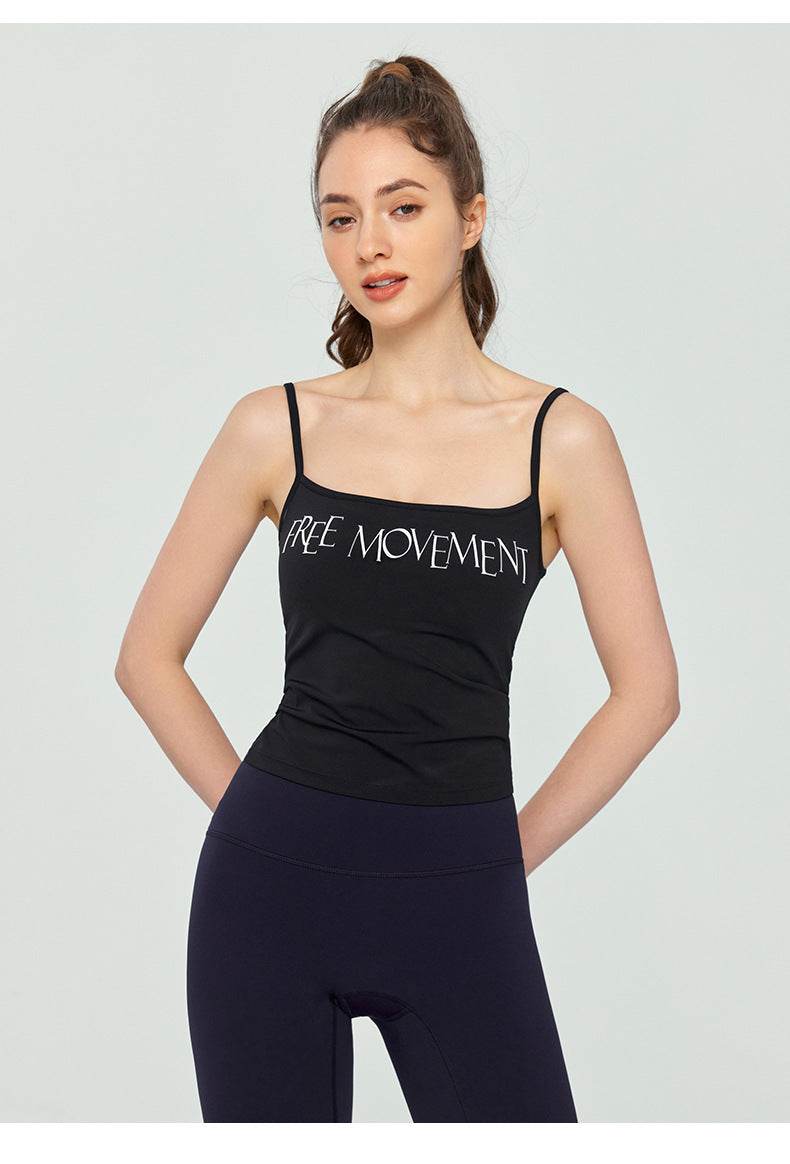 Women's One-piece Chest Pad Thin Solid Color Workout Top Vest - Mubimart