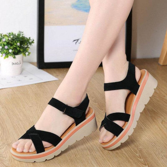 Wedge flat student sandals - Mubimart