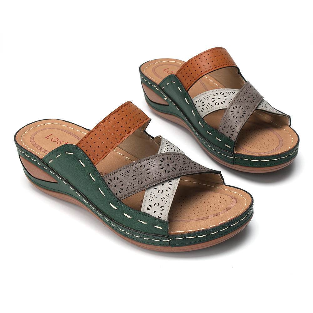 European and American Wedge Heel Sandals - Mubimart