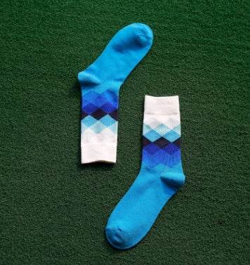 Colored diamond men's socks men's cotton socks long socks - Mubimart