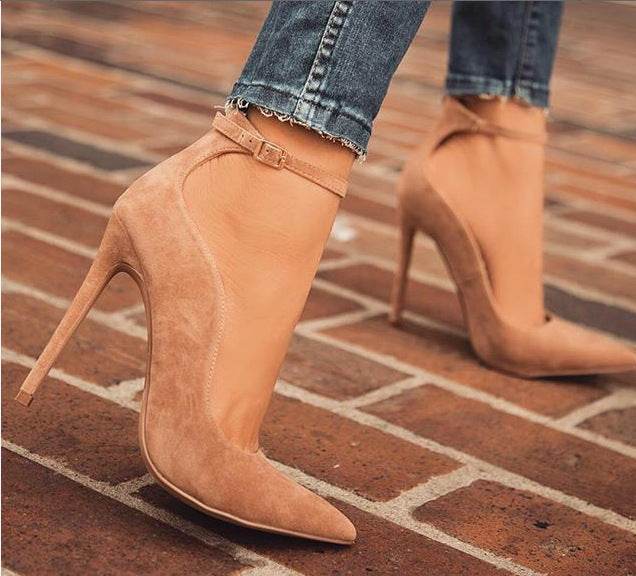 Buckle pointed high heels - Mubimart