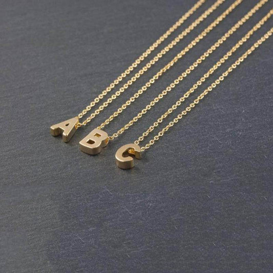 Fashion Tiny Initial Necklace Gold Silver Color Cut Letters Single Name Choker Necklace For Women Pendant - Mubimart