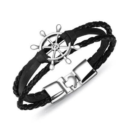 Alloy Leather Charm Bracelets - Mubimart