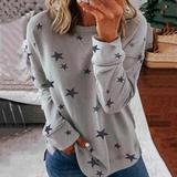 Printed stitching fashion plus size sweater