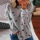Printed stitching fashion plus size sweater - Mubimart