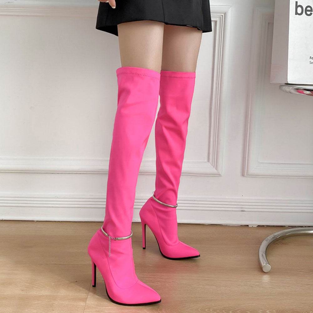 Over-the-knee Boots Stiletto Stretch Fabric - Mubimart