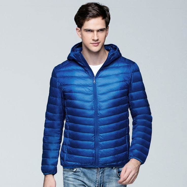 Autumn and winter new men's down jacket large size casual short paragraph collar thin men's down jacket - Mubimart