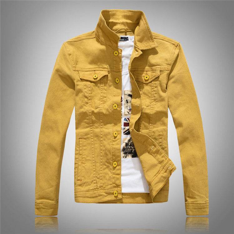 Denim jacket men's gray washed denim jacket - Mubimart