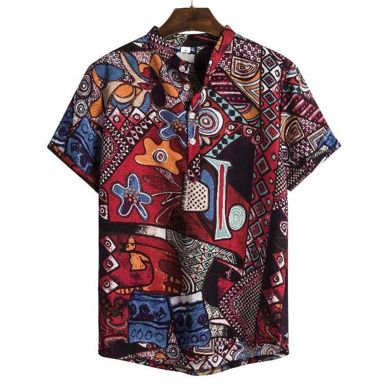 Men's linen printed shirt - Mubimart