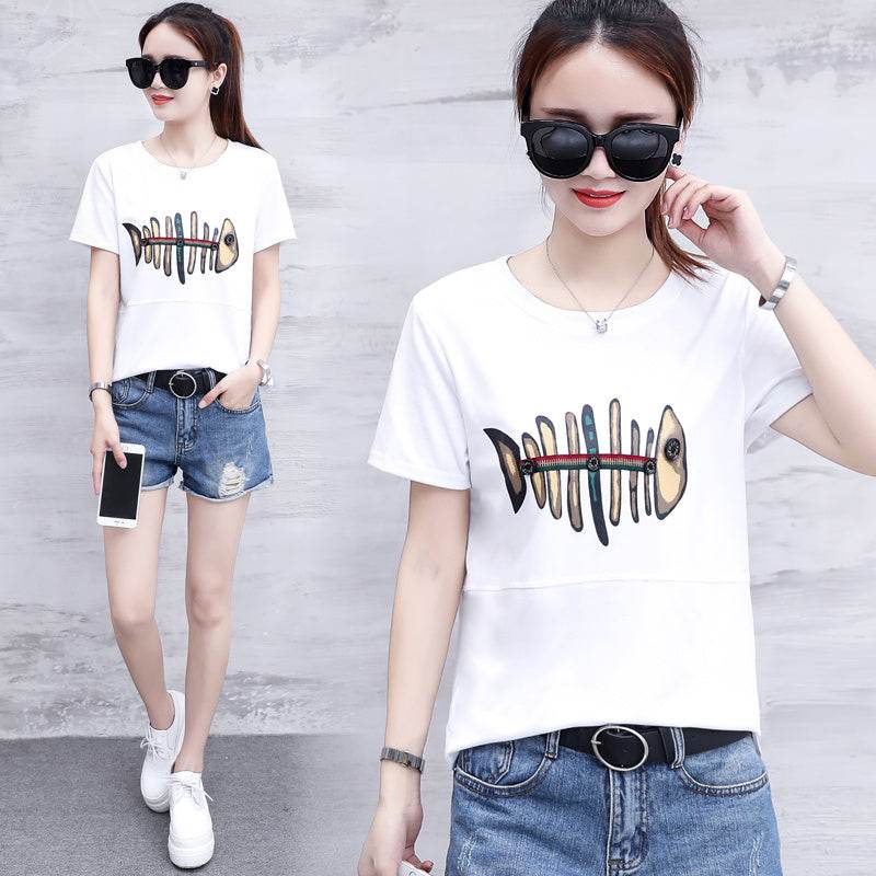 Striped short sleeve t-shirt for women - Mubimart