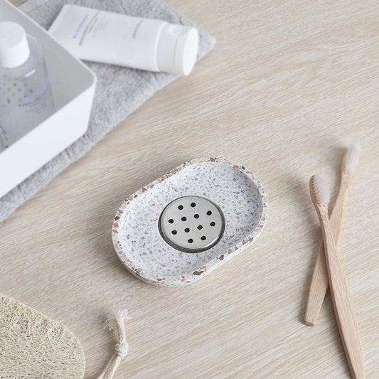 Oval terrazzo soap dish