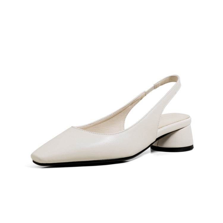 Pointed Toe Slingback Baotou Simple Low Heel Women's Shoes - Mubimart
