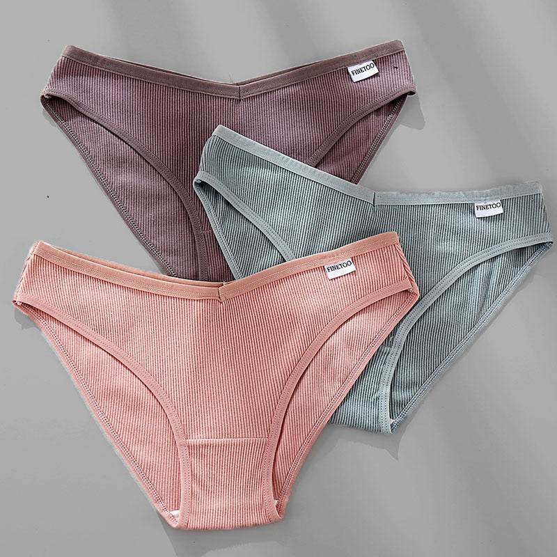 3PCS M-4XL Cotton Panties Female Underwear Sexy Women Briefs - Mubimart