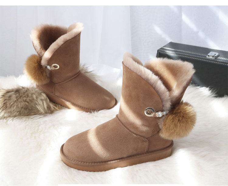 Sheepskin snow boots - Mubimart