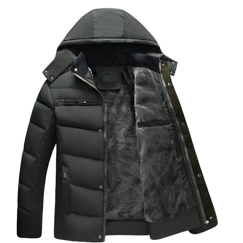 Hooded slim fit plus down padded down jacket men - Mubimart