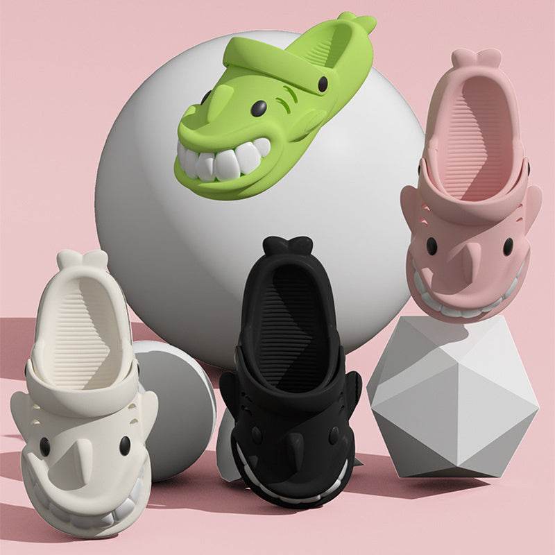 New Cute Funny Shark Slippers Summer Outerdoor Garden Shoes Indoor Non-Slip Floor Home Slipper - Mubimart