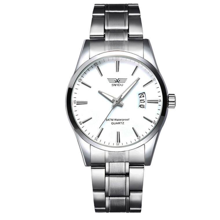 Mens Business Stainless Steel Band Date Luxury Analog Quartz Wrist Watch Stainless Steel Buckle Watches Men's Watches - Mubimart