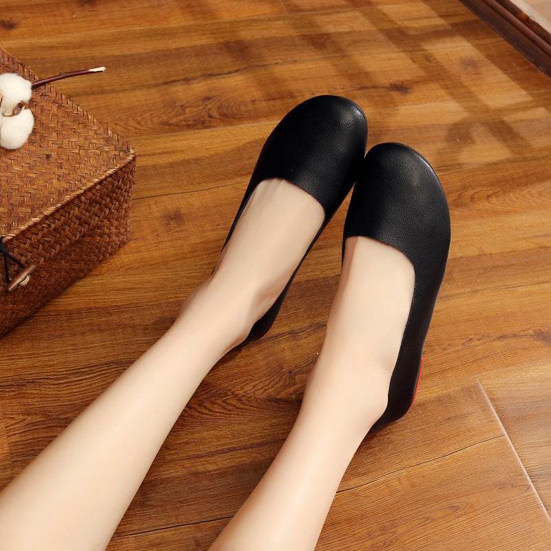 Round Toe Pumps Handmade Flats - Mubimart