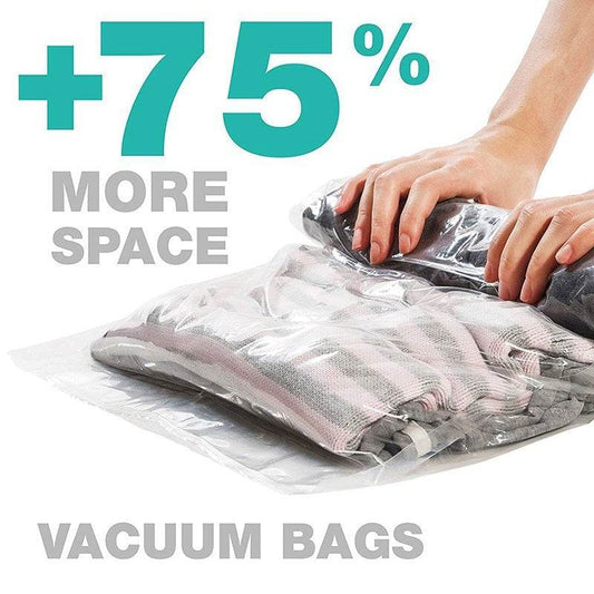 1 pc Hand Rolling Compression Vacuum Bag Border Foldable Compressed Home Clothes Plastic Storage Bag Space Saving Seal Bags - Mubimart