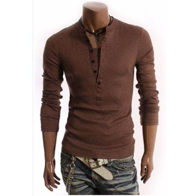 British Style Mens V-neck T-Shirt - Mubimart