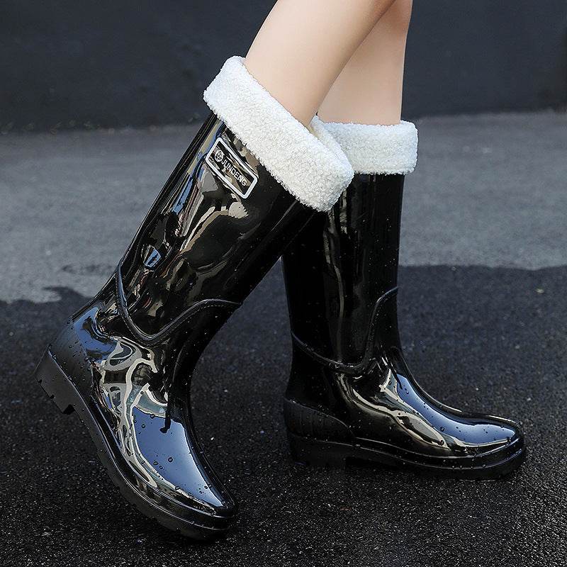 Adult High-top Women's Rain Boots Non-slip Waterproof Kitchen Work PVC Water Shoes Women - Mubimart