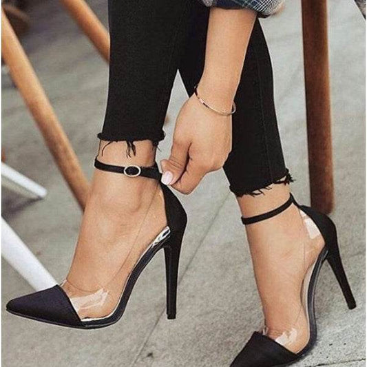 Cotton sandal toe Strap shoes high heels - Mubimart