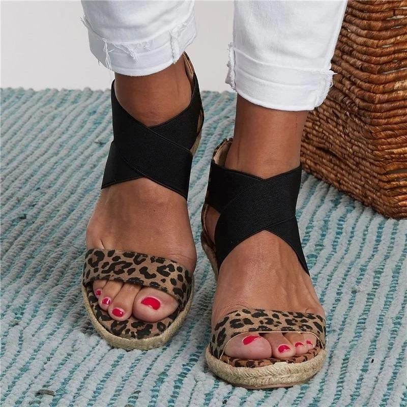 Wedge leopard sandals - Mubimart