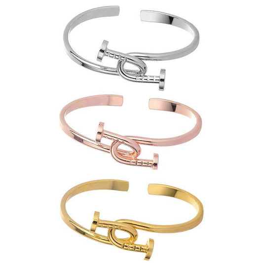 Rose Gold oval bangle bracelet - Mubimart