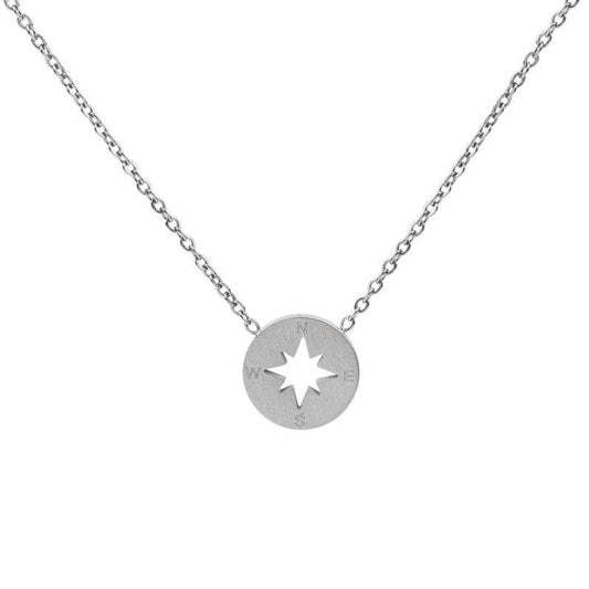 Round Disc Necklaces Pendant Women Compass Necklace - Mubimart