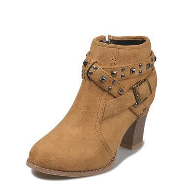 Studded High Heel Booties - Mubimart