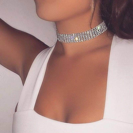 Fashion Women Full Crystal Rhinestone Choker Necklace Wedding Jewelry Chokers Necklaces For Women - Mubimart