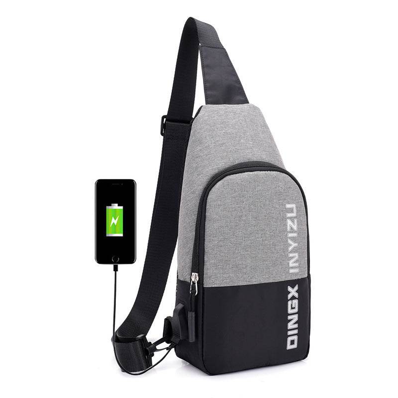 Contrast Stitching Mens Casual Sports Waterproof Chest Bag- Deep Blue - Mubimart