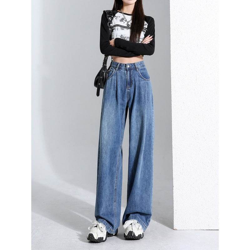 Retro High Waist Wide Leg Jeans For Women - Mubimart