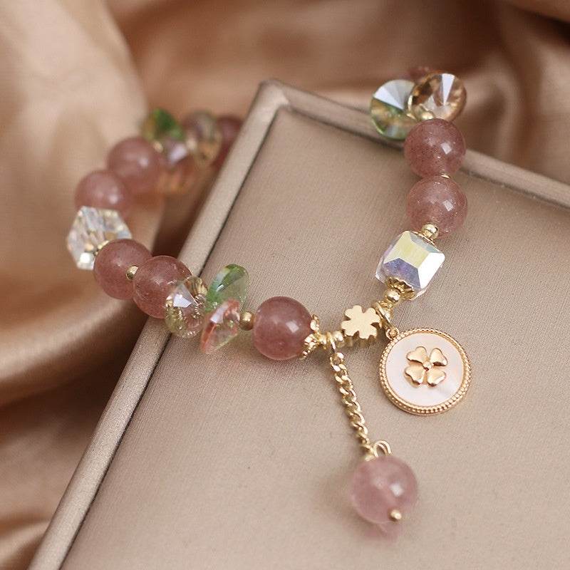 Strawberry Quartz Beaded Bracelet For Women - Mubimart