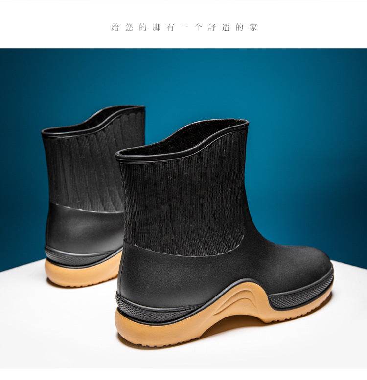 Women's Mid-calf Waterproof Soft-soled Rain Boots - Mubimart