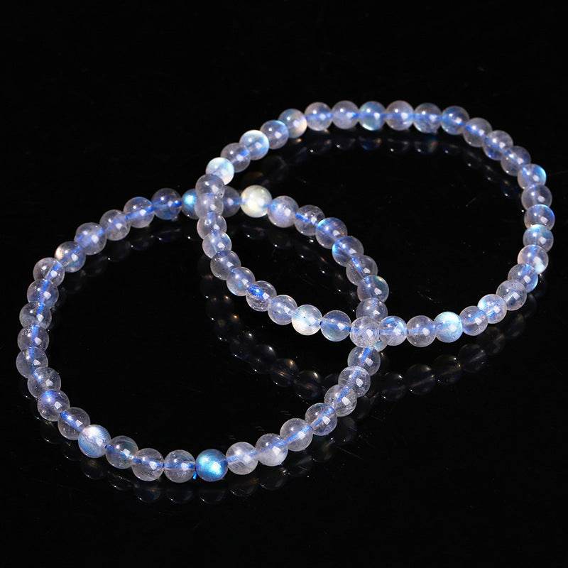 5A Genuine Natural Gray Moonstone Bead Charm Bracelets Women Men Fashon Blue Light Labradorite Strand Energy Bracelet - Mubimart