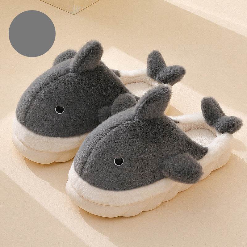 Shark Slippers Soft Sole Furry Shoes Home Bedroom Slippers Women - Mubimart