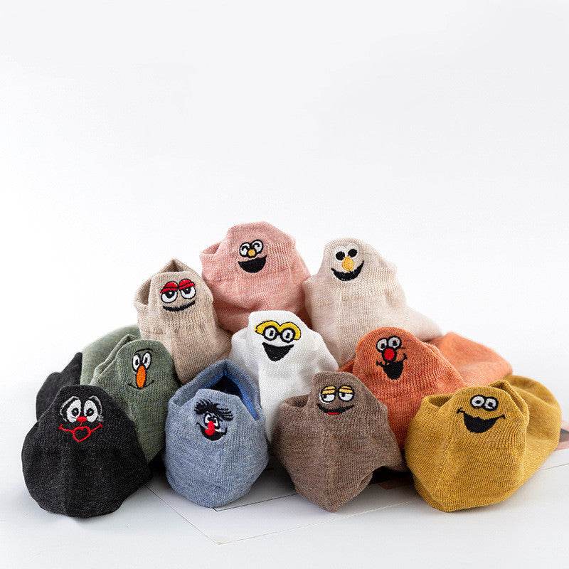 Socks Women's Socks Shallow Mouth Cotton Boat Socks Couples Mid-tube Low - Mubimart