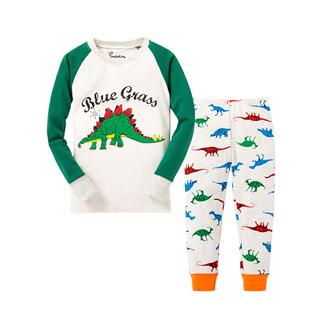 Cartoon Dinosaur Print Pajama Set - Mubimart -  