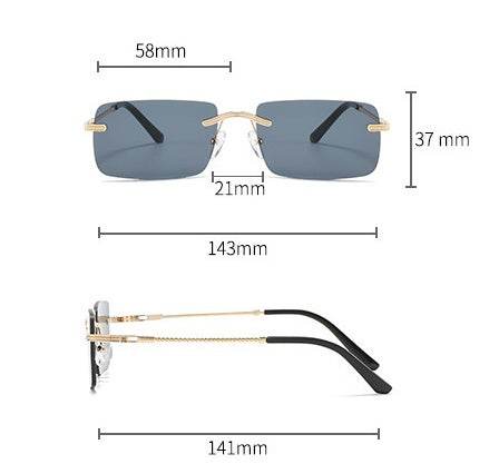 Frameless Square Fashion Sunglasses Men And Women Metal Sunglasses - Mubimart