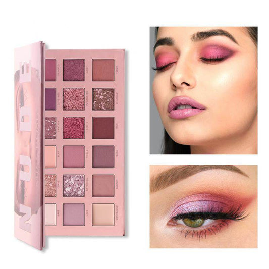 18 Colors Nude Shimmer Matte Eyeshadow Palette Makeup Natural Color Pigmentation Eyeshadow Powder Long Lasting Eyeshadow - Mubimart