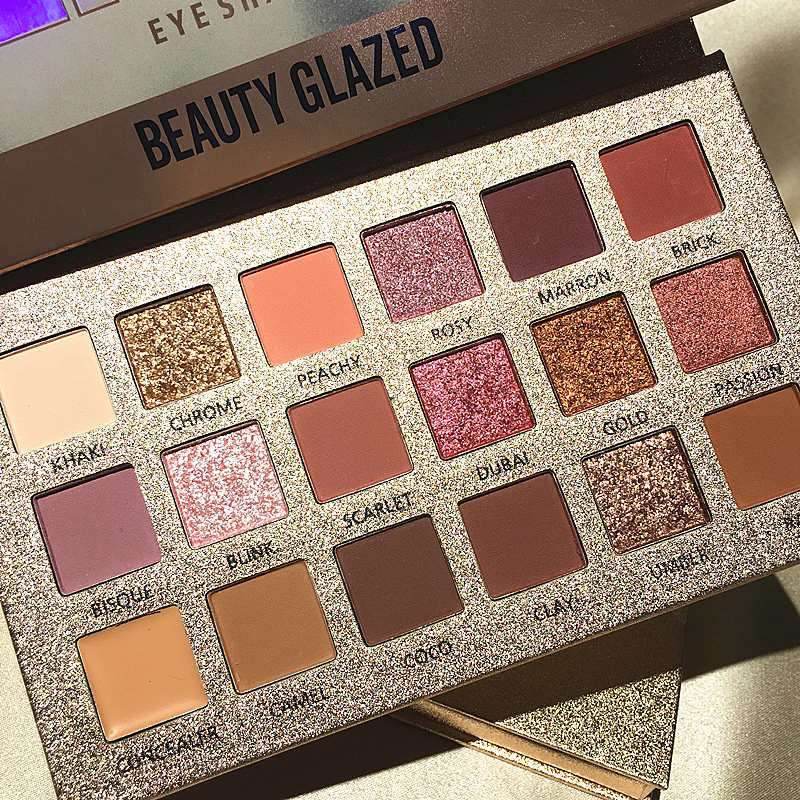 18 color eyeshadow multicolor desert rose eyeshadow tray - Mubimart