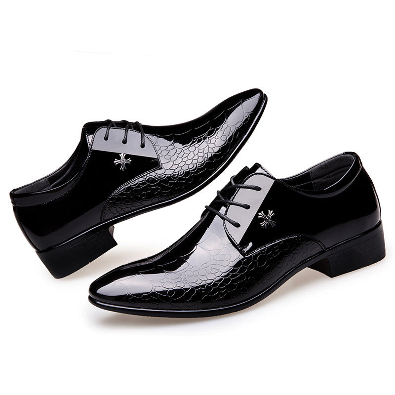 Shiny Lace-Up Single Shoes Fashion Dress Shoes