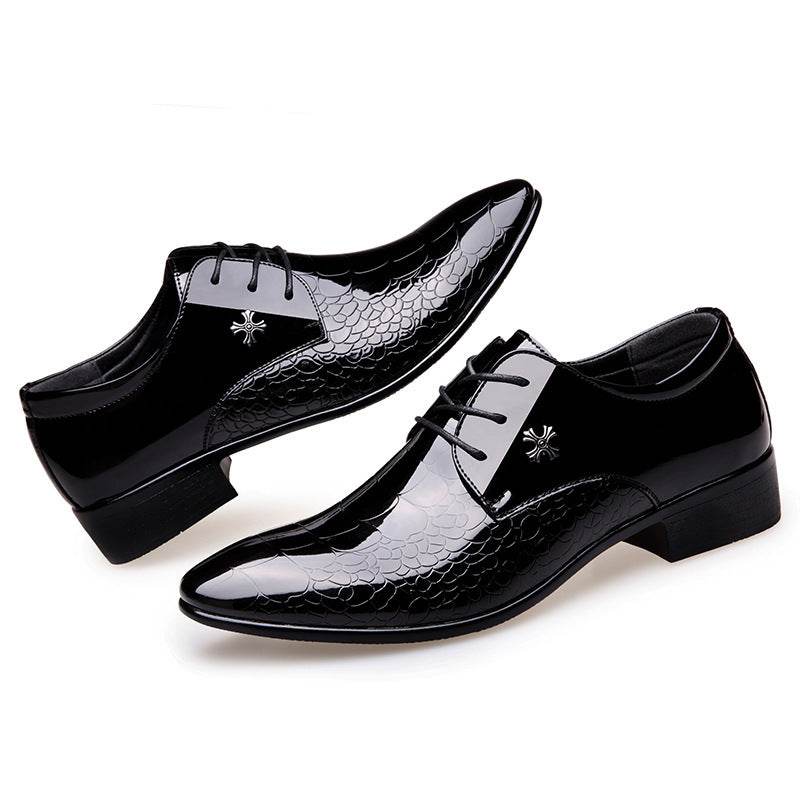 Shiny Lace-Up Single Shoes Fashion Dress Shoes - Mubimart