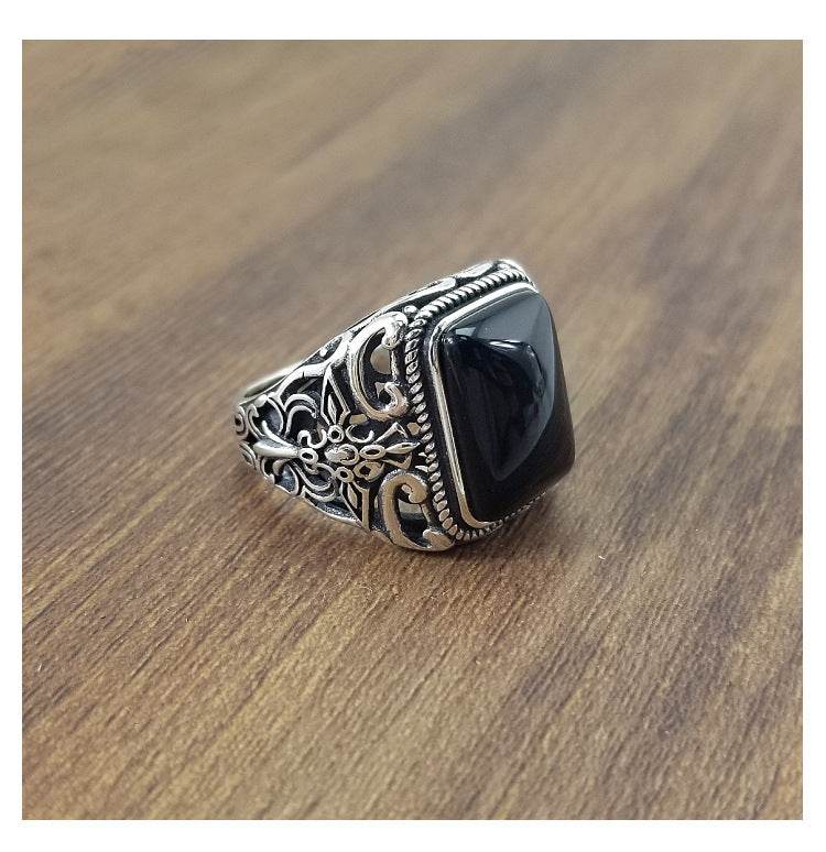 S925 sterling silver ring male ring - Mubimart